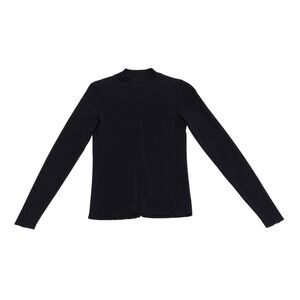 The Row Black Ribbed Knit Turtleneck Top Minimal Luxury Slim Fit Size S